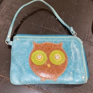 Fossil Owl Genuine Leather Clutch Wristlet Trendy